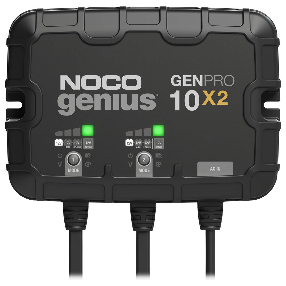 NOCO GENPRO10X2 Genius 2-Bank 20A (10A/Bank) 12V Onboard Battery Charger, Black