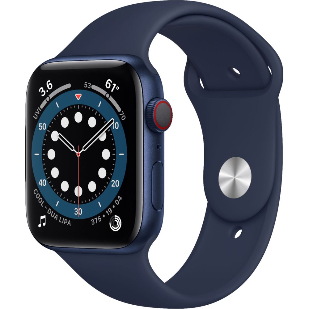 Apple Watch Gen 6 Series 6 Cell 44mm Blue Aluminum - Deep Navy Sport Band M07J3LL/A