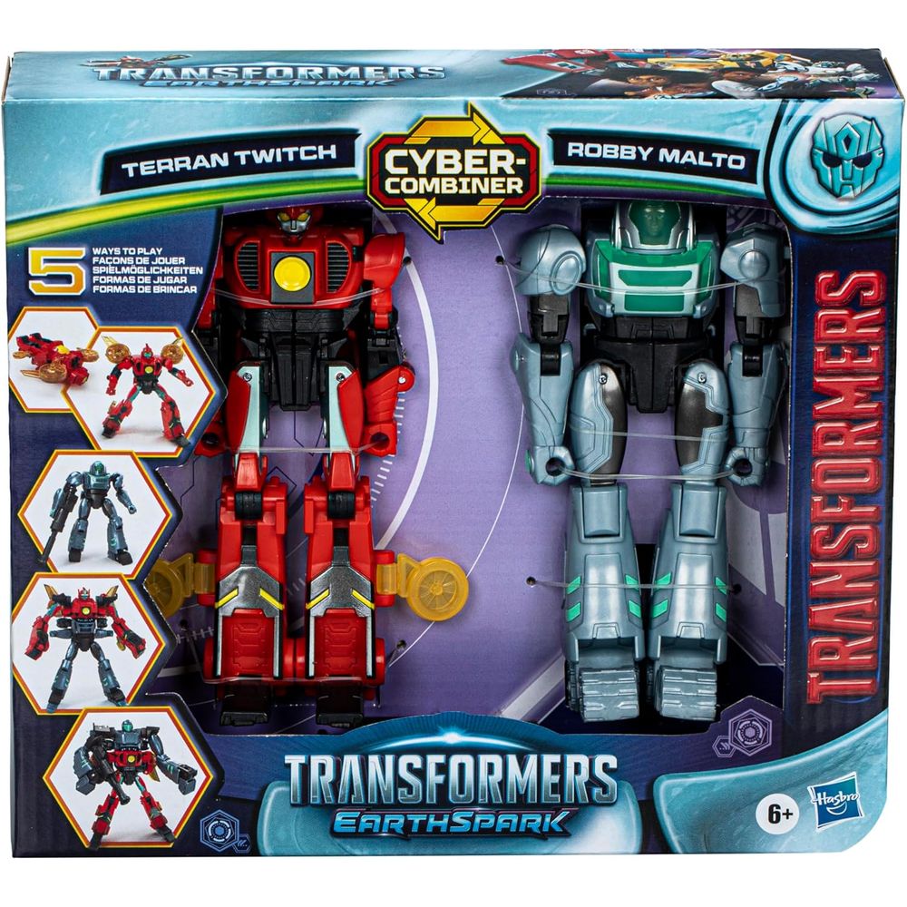 Hasbro F84385L1 Transformers EarthSpark Cyber-Combiner Terran Twitch and Robby Malto Robot Action Figures, Interactive Toys for Boys and Girls Ages 6 and Up