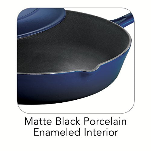 Tramontina 80131/068DS Gourmet Enameled Cast Iron Covered Skillet - Gradated Cobalt, 12