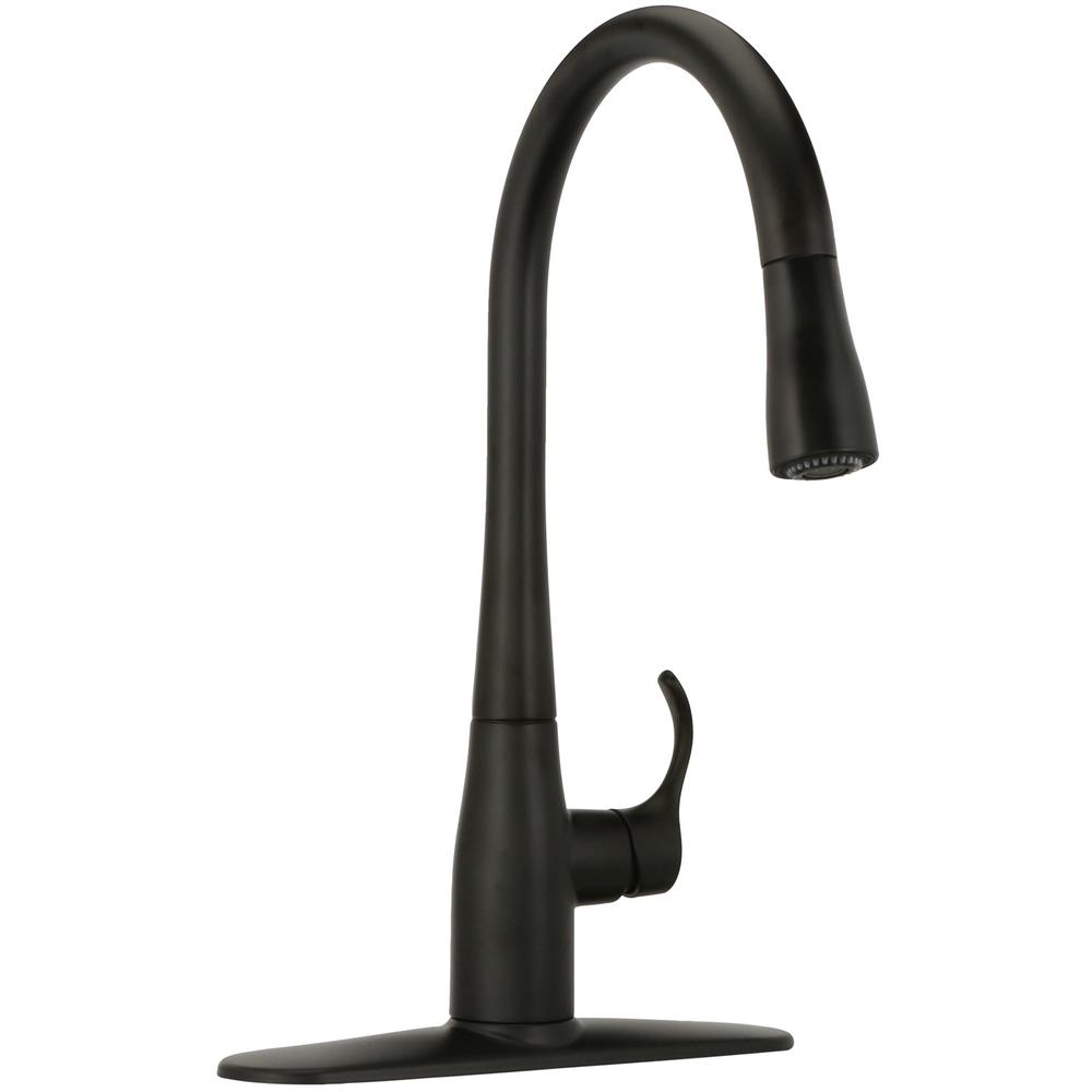 Kohler K-596-BL Simplice Single-Hole Pull-Down Kitchen Faucet, Matte Black