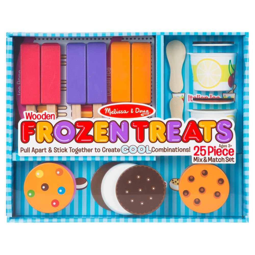 Melissa & Doug 50650 24 Pcs Wooden Frozen Treats Ice Cream Play Set - Play Food & Accessories