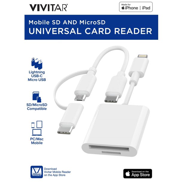 Vivitar MOV416-WHT Universal Mobile Card Reader, White