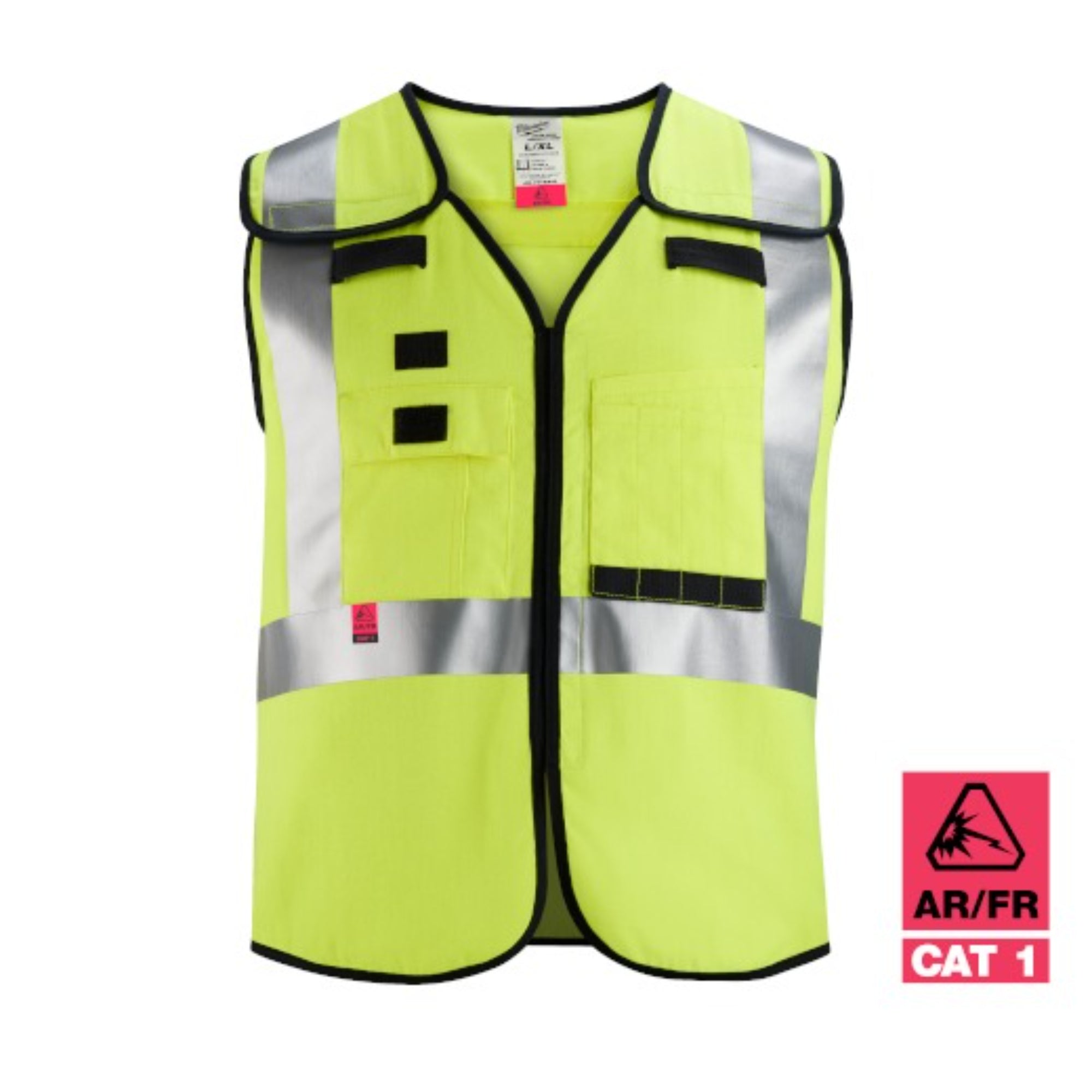 Milwaukee 48-73-5312 Arc-Rated/Flame-Resistant 1 Class 2 Breakaway High Visibility Yellow Safety Vest, L/XL