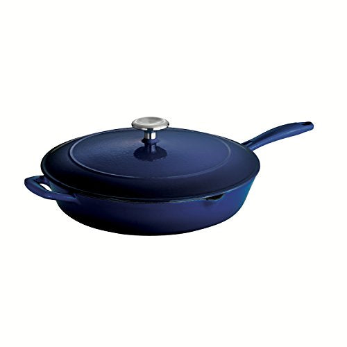 Tramontina 80131/068DS Gourmet Enameled Cast Iron Covered Skillet - Gradated Cobalt, 12