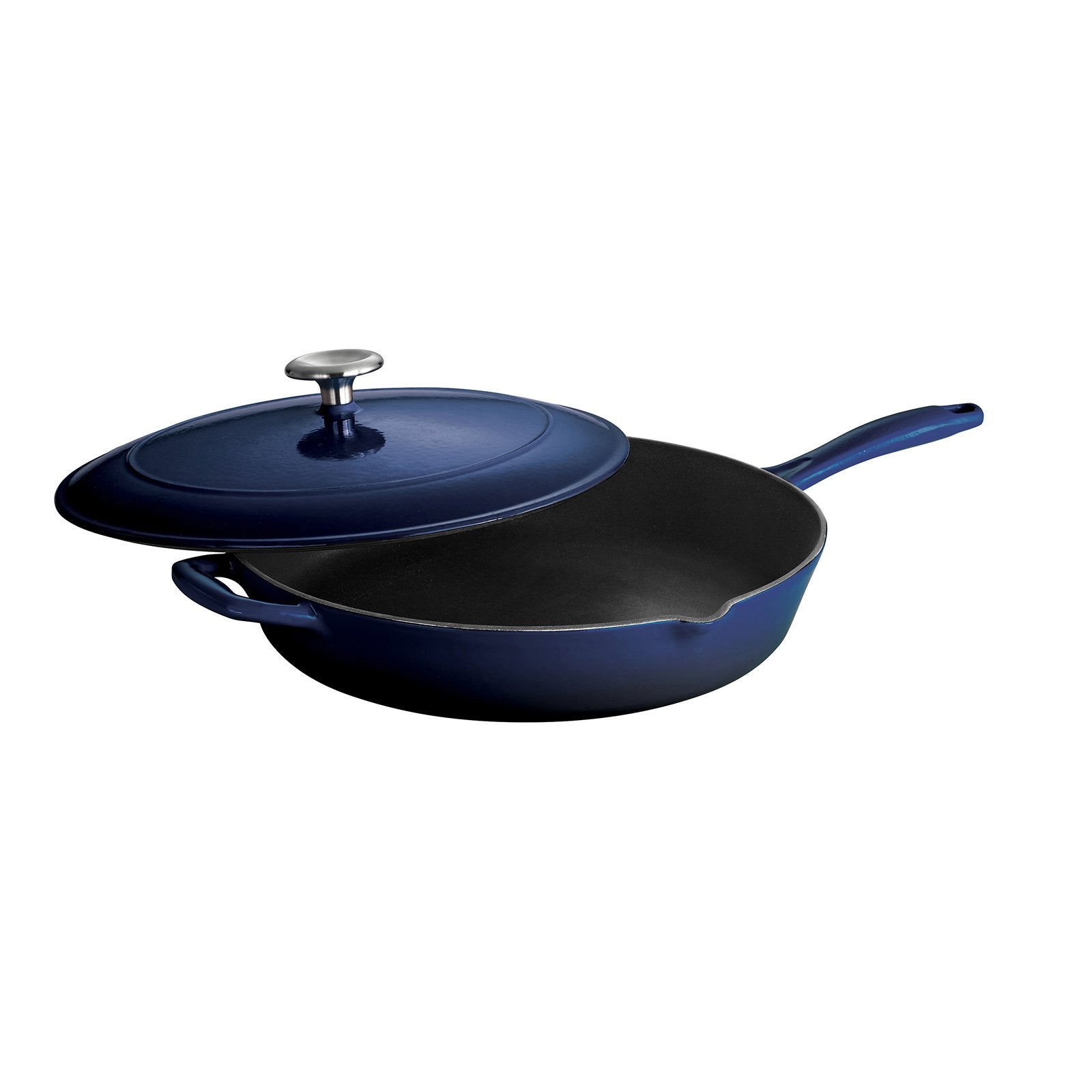 Tramontina 80131/068DS Gourmet Enameled Cast Iron Covered Skillet - Gradated Cobalt, 12