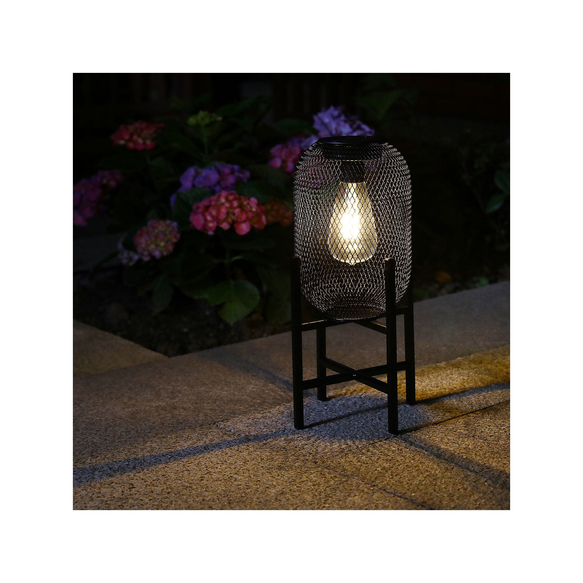 Glitzhome 14.25 Solar Powered Outdoor Lantern - BLACK ONE SIZE