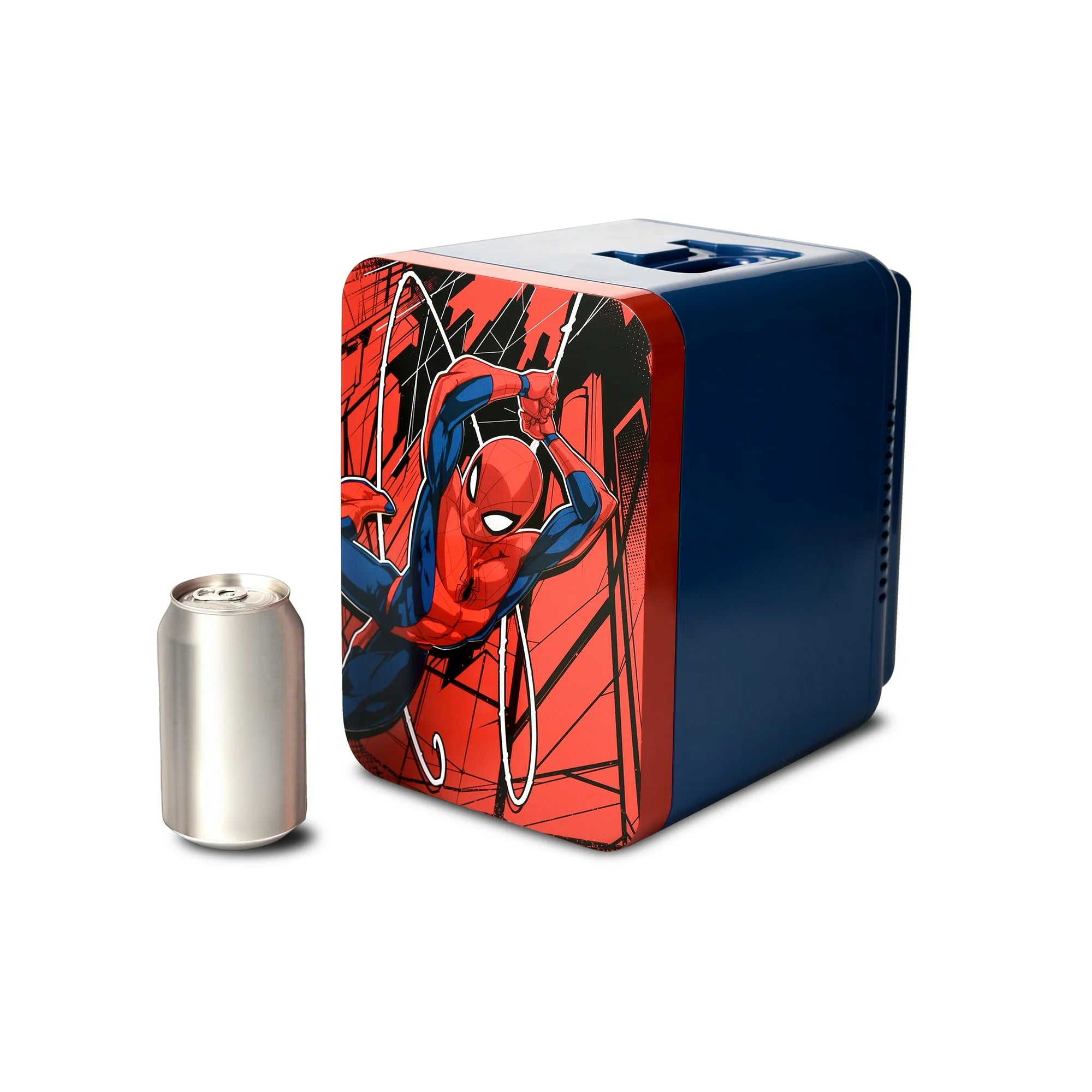 Marvel 18728 Spiderman Blue Red 6 Can Mini Fridge Thermoelectric Cooler 4 Litre