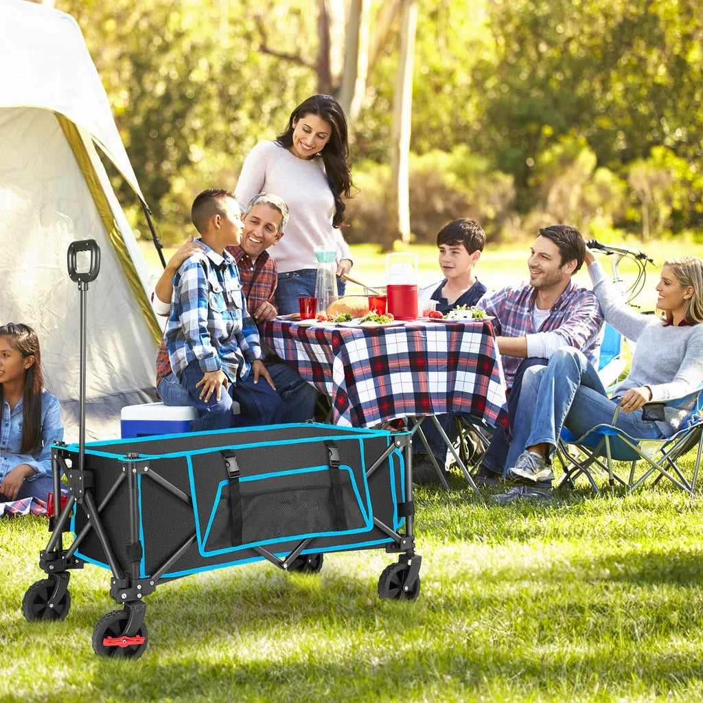 Vecukty VKZH080508GL01 Foldable Mini Camping Wagon, Black/Blue