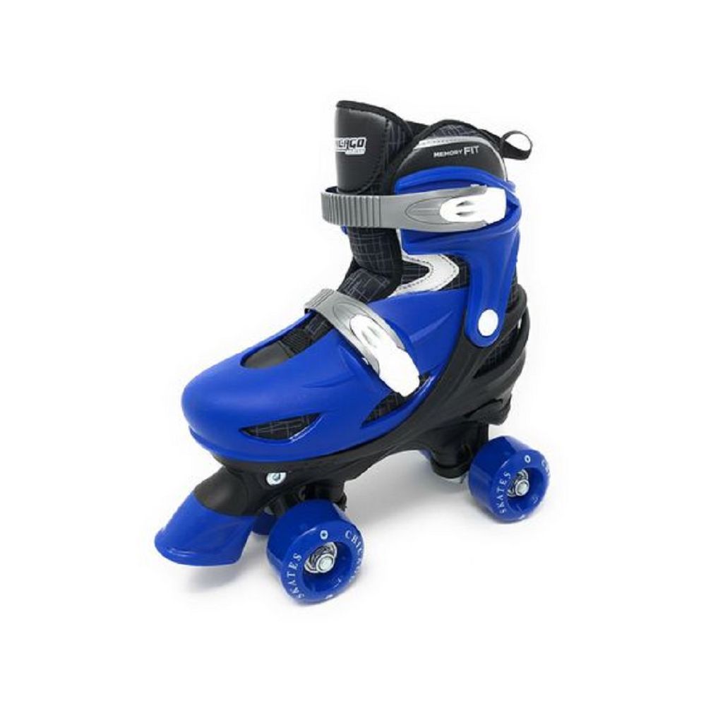 Chicago Skates CRS138B-M Adjustable Quad Roller Medium Skate Combo Set, Black & Blue, Size 1-4