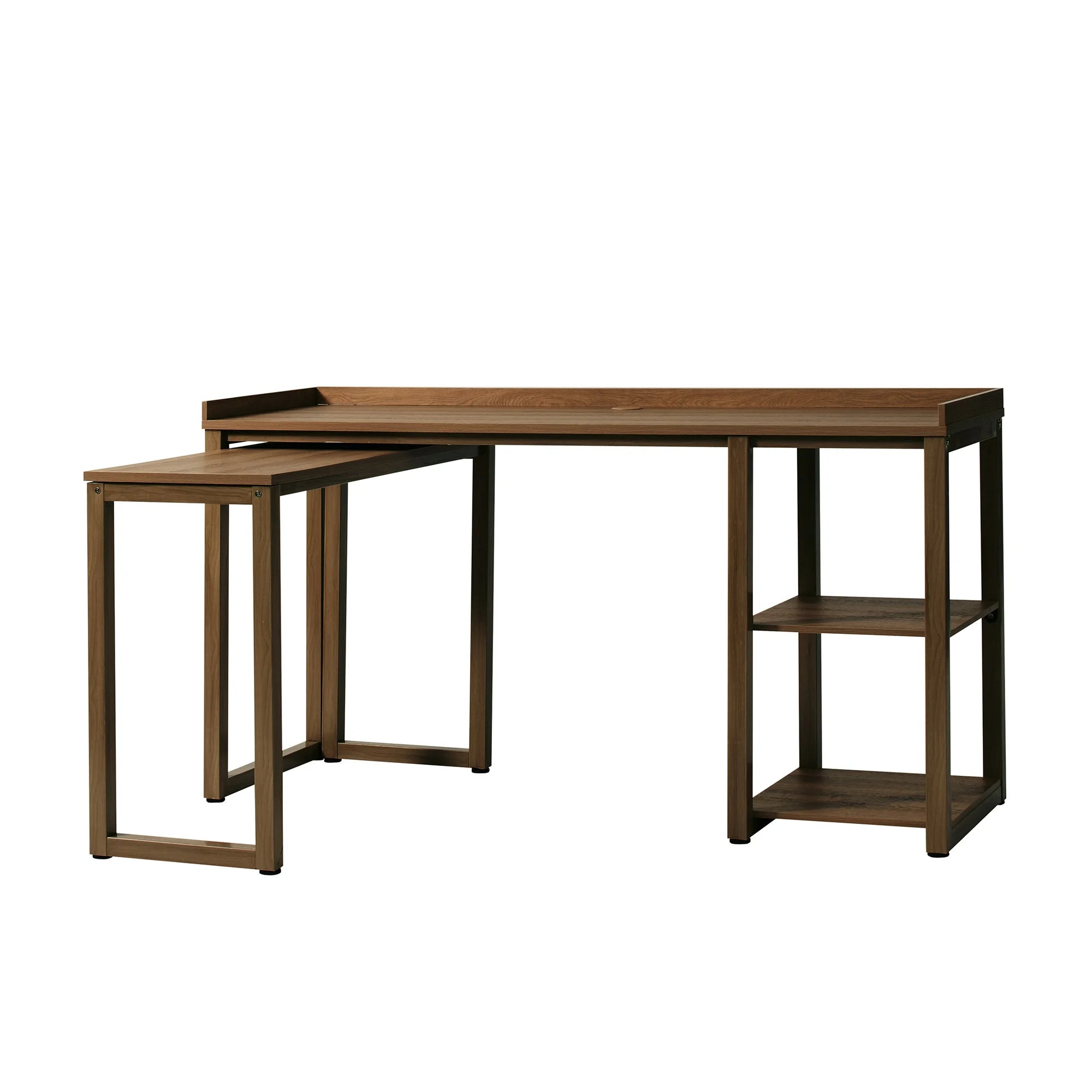 Better Homes & Gardens Ezra L-Desk with 2-Cube Storage, Walnut Finish