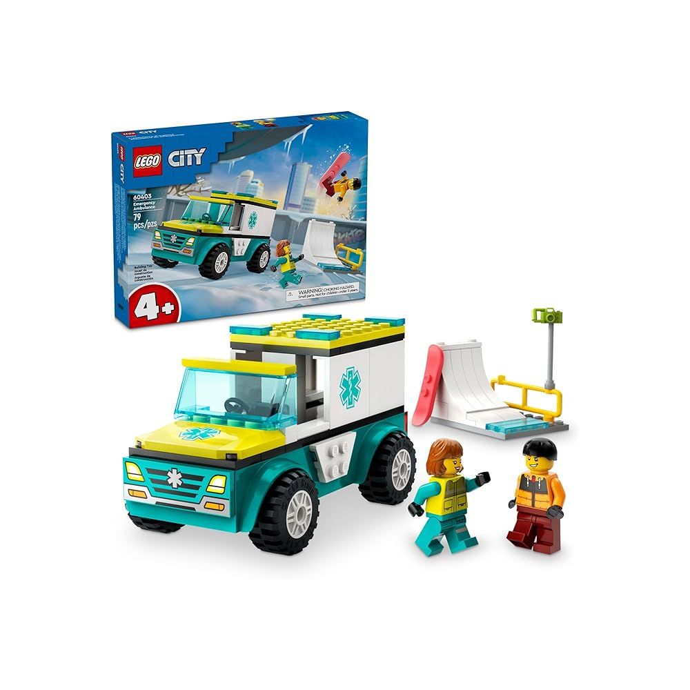 LEGO 6465026 City Emergency Ambulance and Snowboarder Toy Vehicle Playset for Kids, Boarder and Paramedic Minifigures, Imaginative Pretend Play Winter Toy for Boys and Girls Ages 4 and Up