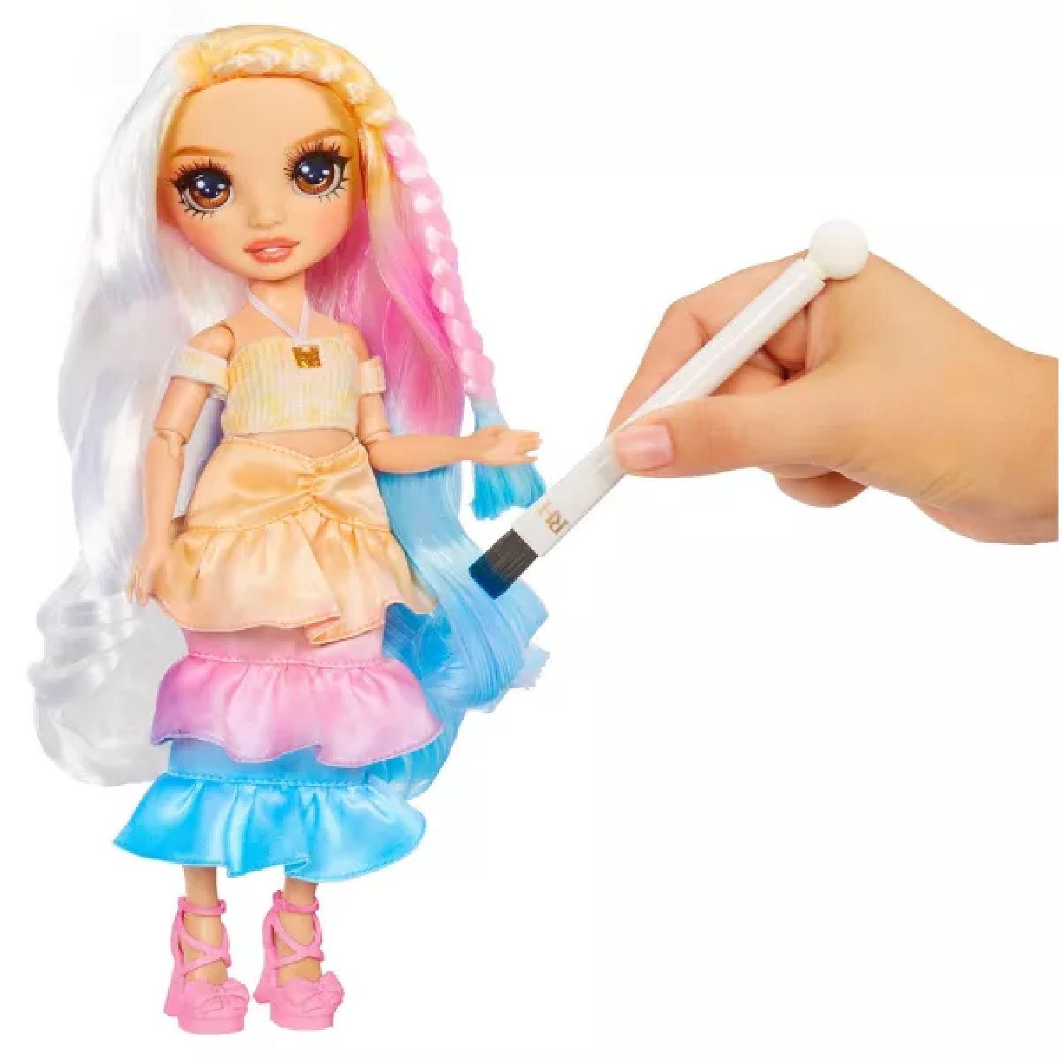 Rainbow High 507598C3 Watercolor & Create Fashion DIY Doll with Washable Watercolors + Tie-Dye Kit, Brown Eyes, Curled Hair