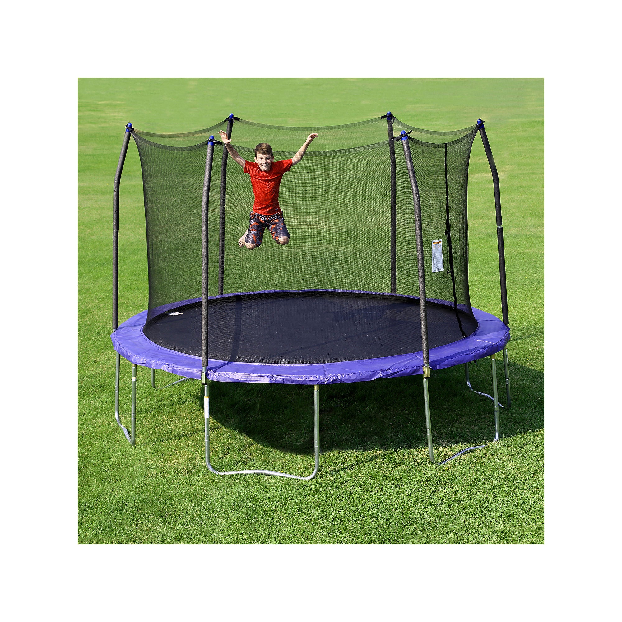 Skywalker Trampolines 12-Feet Round Trampoline and Enclosure with Spring Pad, Blue