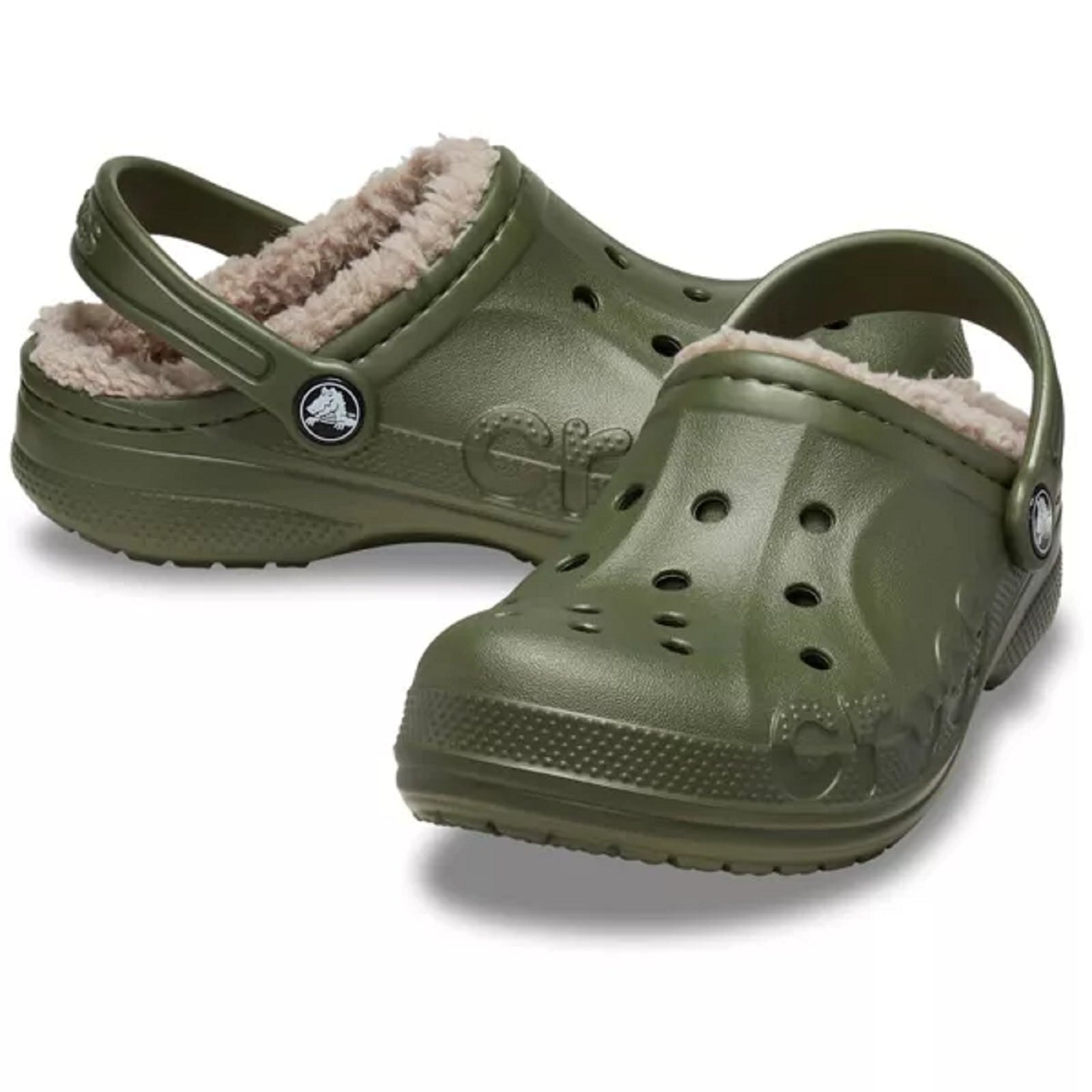 Crocs 207501-309-C10 Toddler Baya Lined Clog Slippers, C10 Army Green