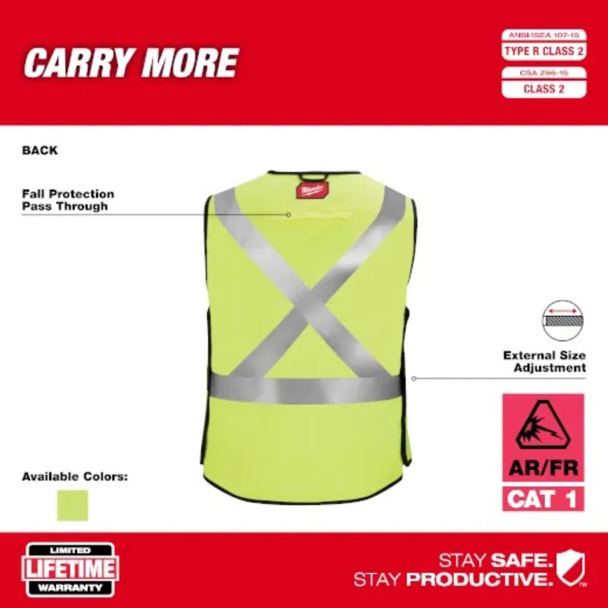 Milwaukee 48-73-5312 Arc-Rated/Flame-Resistant 1 Class 2 Breakaway High Visibility Yellow Safety Vest, L/XL