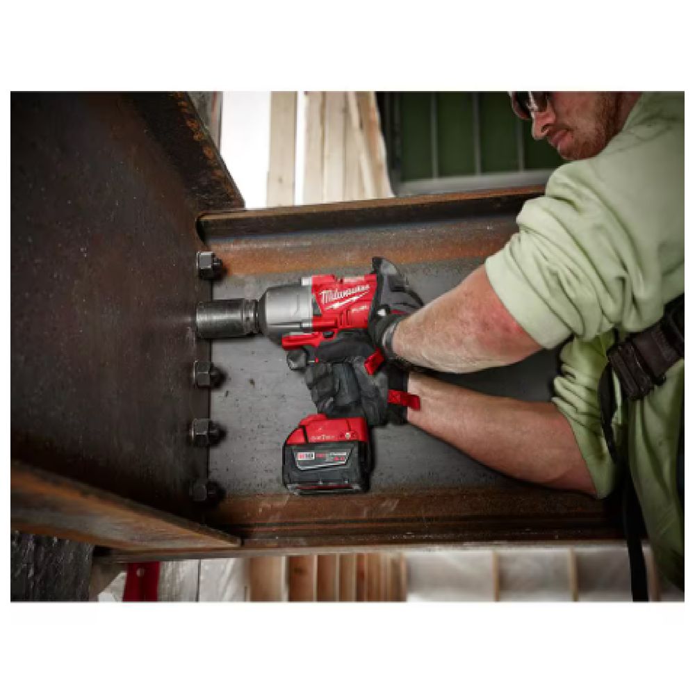 Milwaukee 2967-259 M18 FUEL ONE-KEY 18V Li-Ion Brushless Cordless 1/2 in. High Torque Impact Wrench with Pin Detent Kit,Resistant Batteries