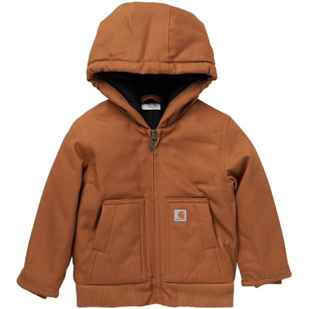 Carhartt CP8570 Boys' Canvas Insulated Hooded Active Jacket, Carhartt Brown, 4T