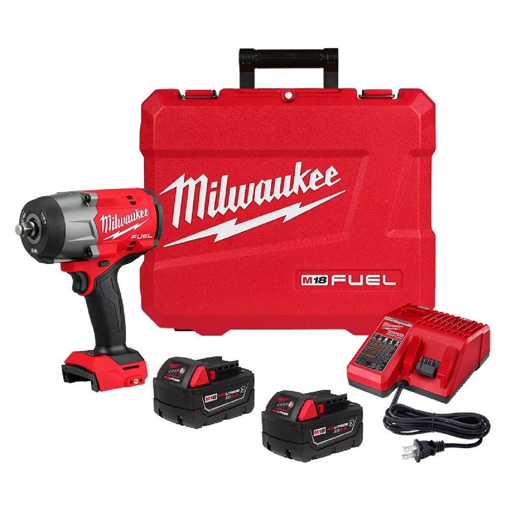 Milwaukee 2967-259 M18 FUEL ONE-KEY 18V Li-Ion Brushless Cordless 1/2 in. High Torque Impact Wrench with Pin Detent Kit,Resistant Batteries