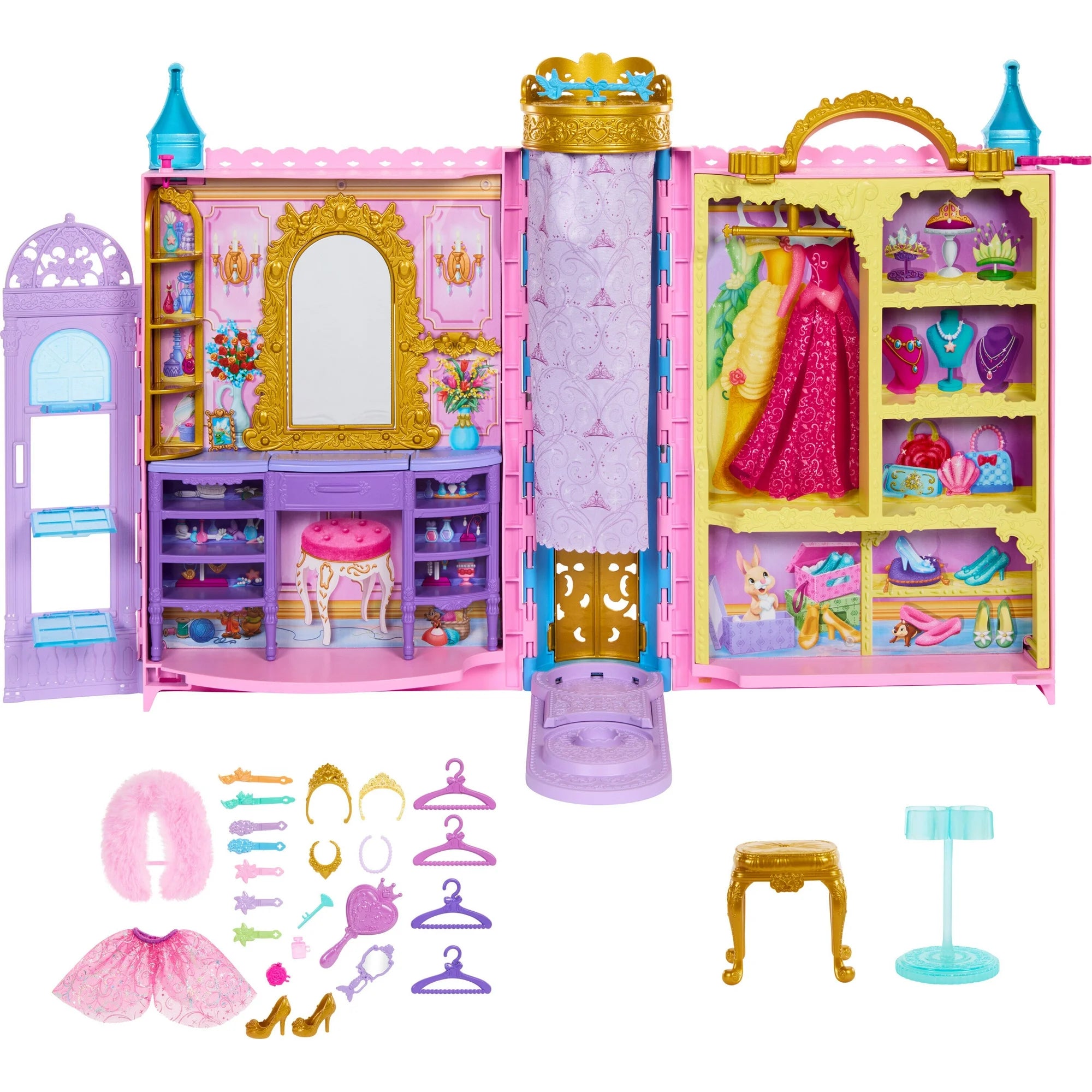 Disney Princess HXC20 Ready for the Ball Closet Playset with Fashions, Accessories, & Storage