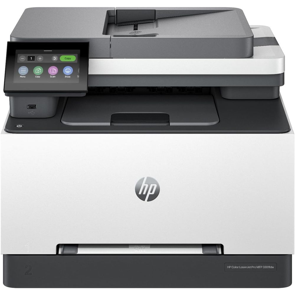 HP 499Q5F#BGJ Color LaserJet Pro MFP 3301fdw Laser Printer, Color Mobile Print, Copy, Scan, White & Slate