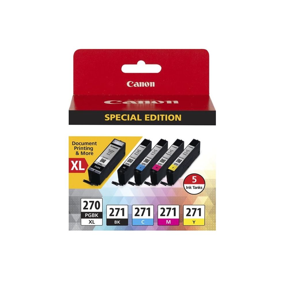 Canon 0319C006 Ink Cartridges 270XL/Black and 271/B/C/M/Y (5 Pack)