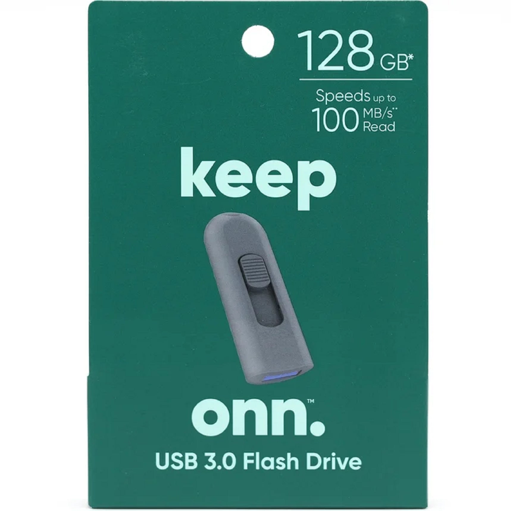 onn. 100140026 USB 3.0 Flash Drive for Tablets and Computers, 128 GB Capacity