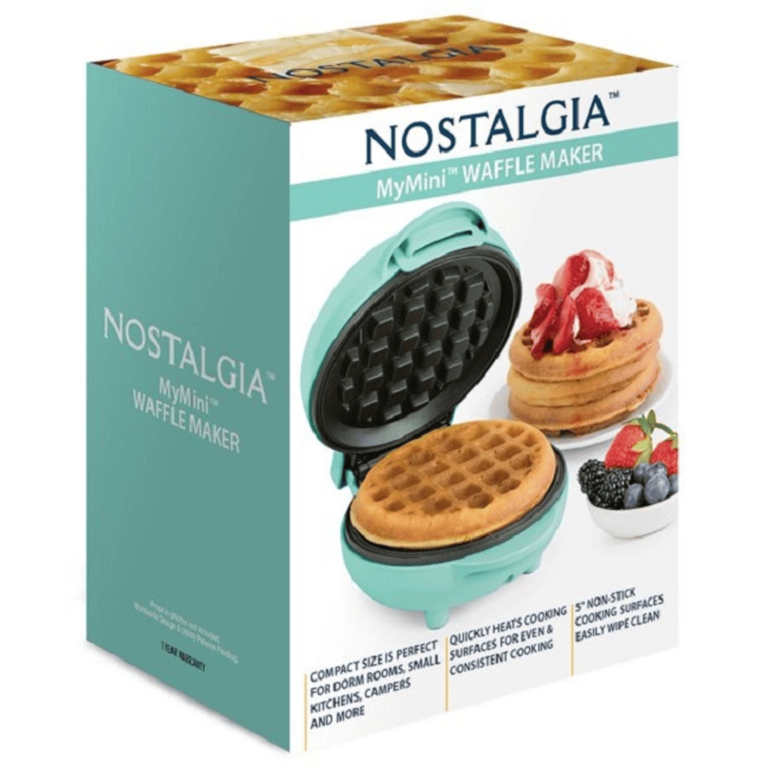 Nostalgia MWF5TL MyMini Waffle Maker, Teal