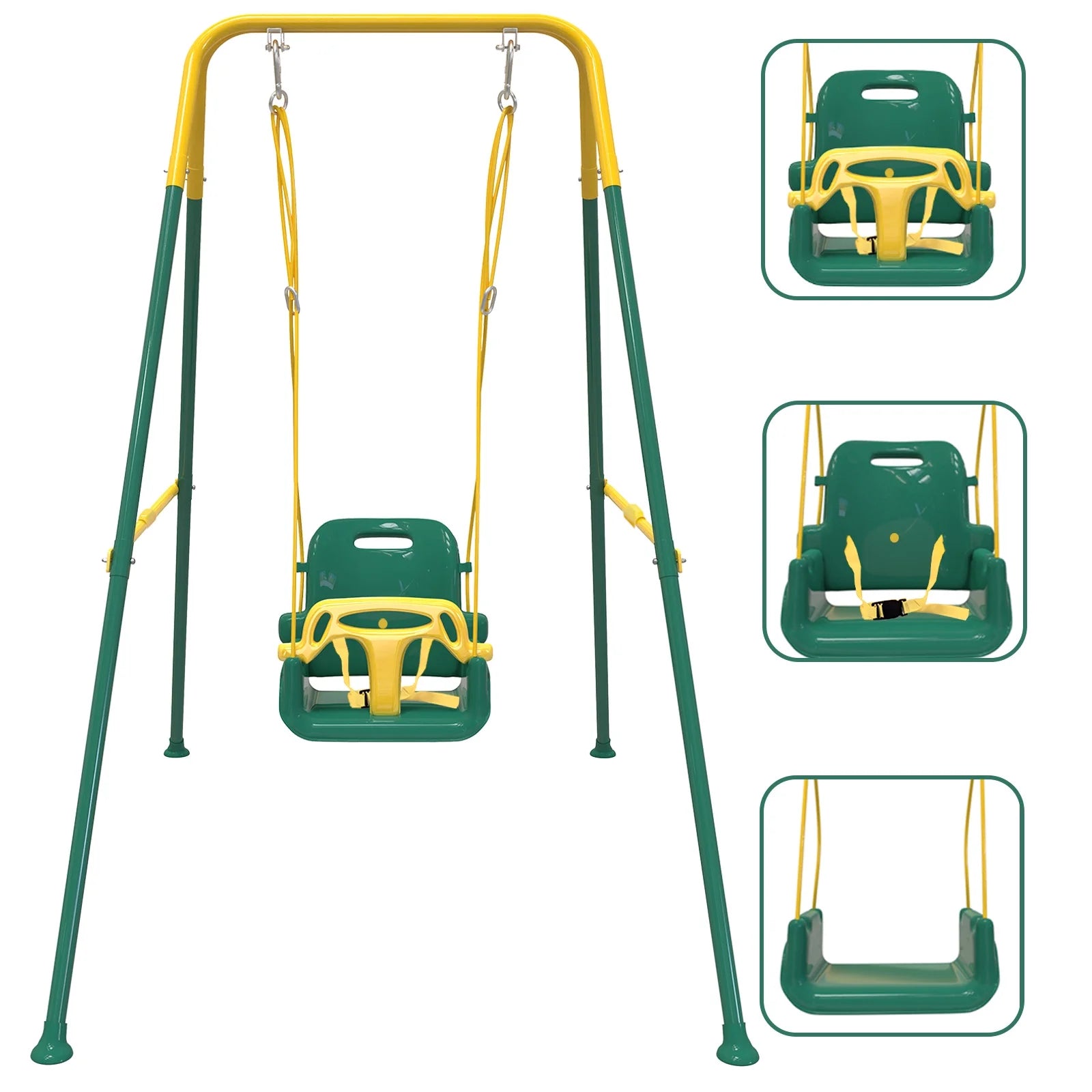 G TALECO GEAR GTGG-1 3-in-1 Toddler Swing Sets For Backyard W/Metal Stand, Green