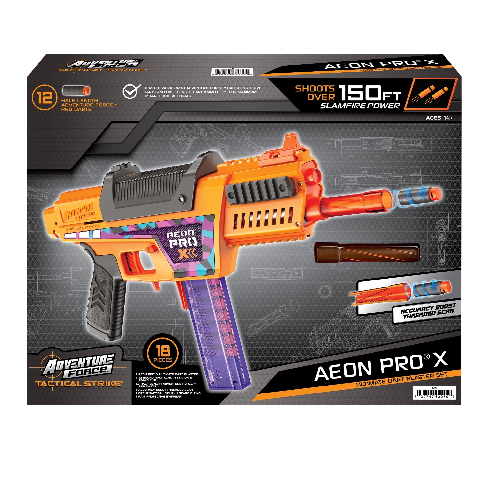 Adventure Force 6205 Tactical Strike Aeon Pro X Manual Dart Blaster, Shoots Half-Length Darts up to 150ft