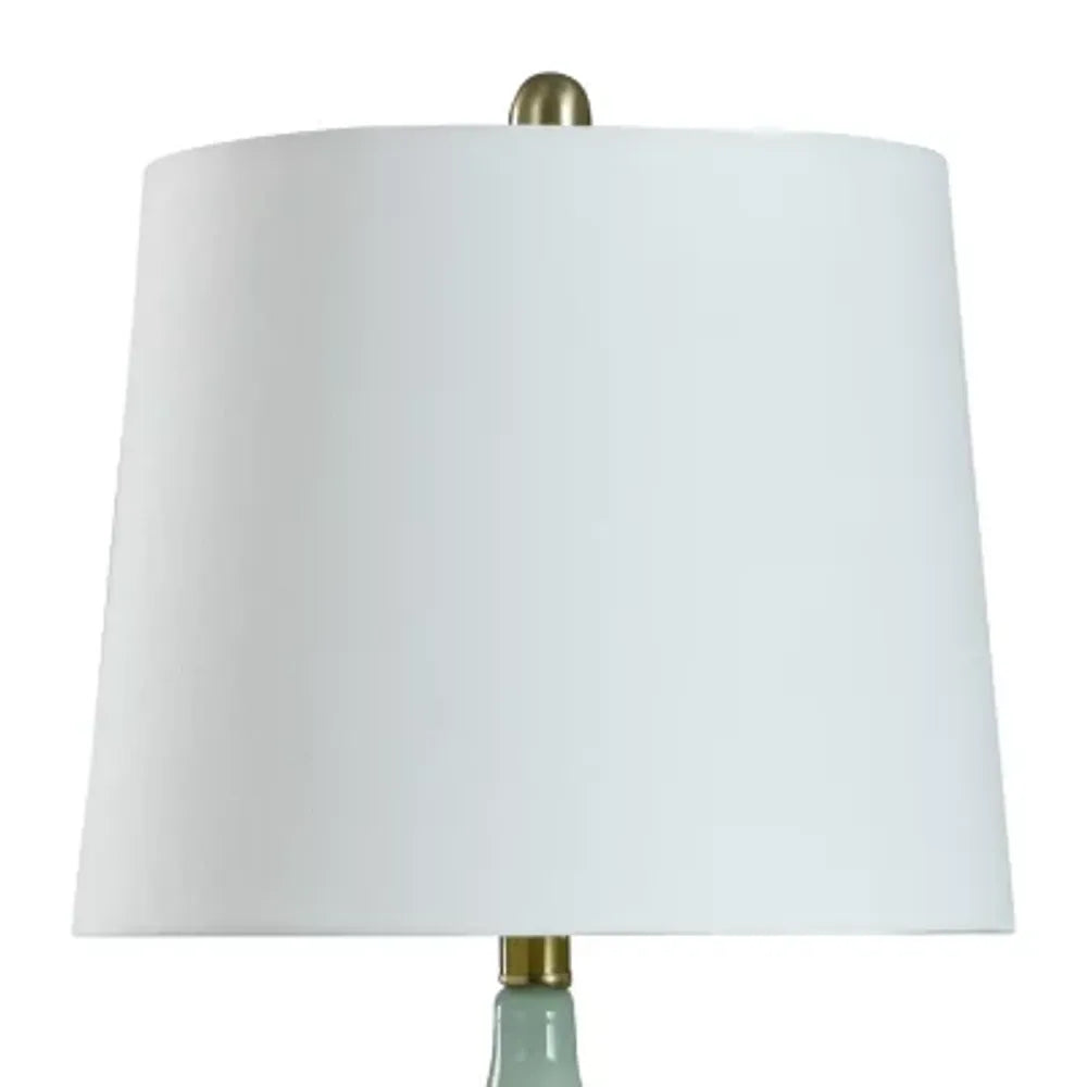 Stylecraft 25 Celadon Ceramic With Textured Hardback Shade Table Lamp (Celadon Green)
