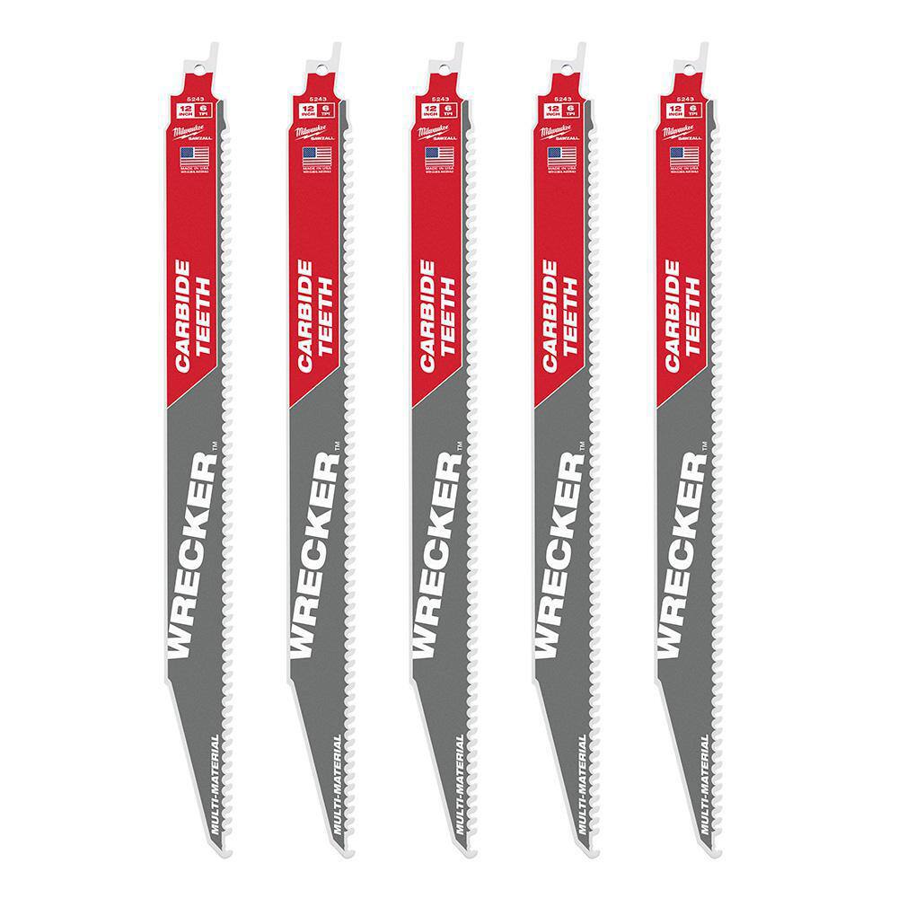 Milwaukee 48-00-5543 12 6 TPI THE WRECKER with Carbide Teeth SAWZALL Blade 1PK