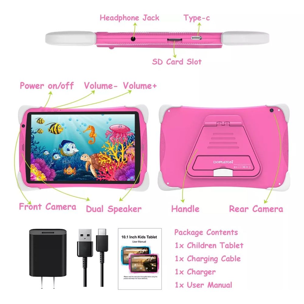 Qukenk K111 10.1 32GB Pink Tablet With Case 2GB RAM (No Sim Included)