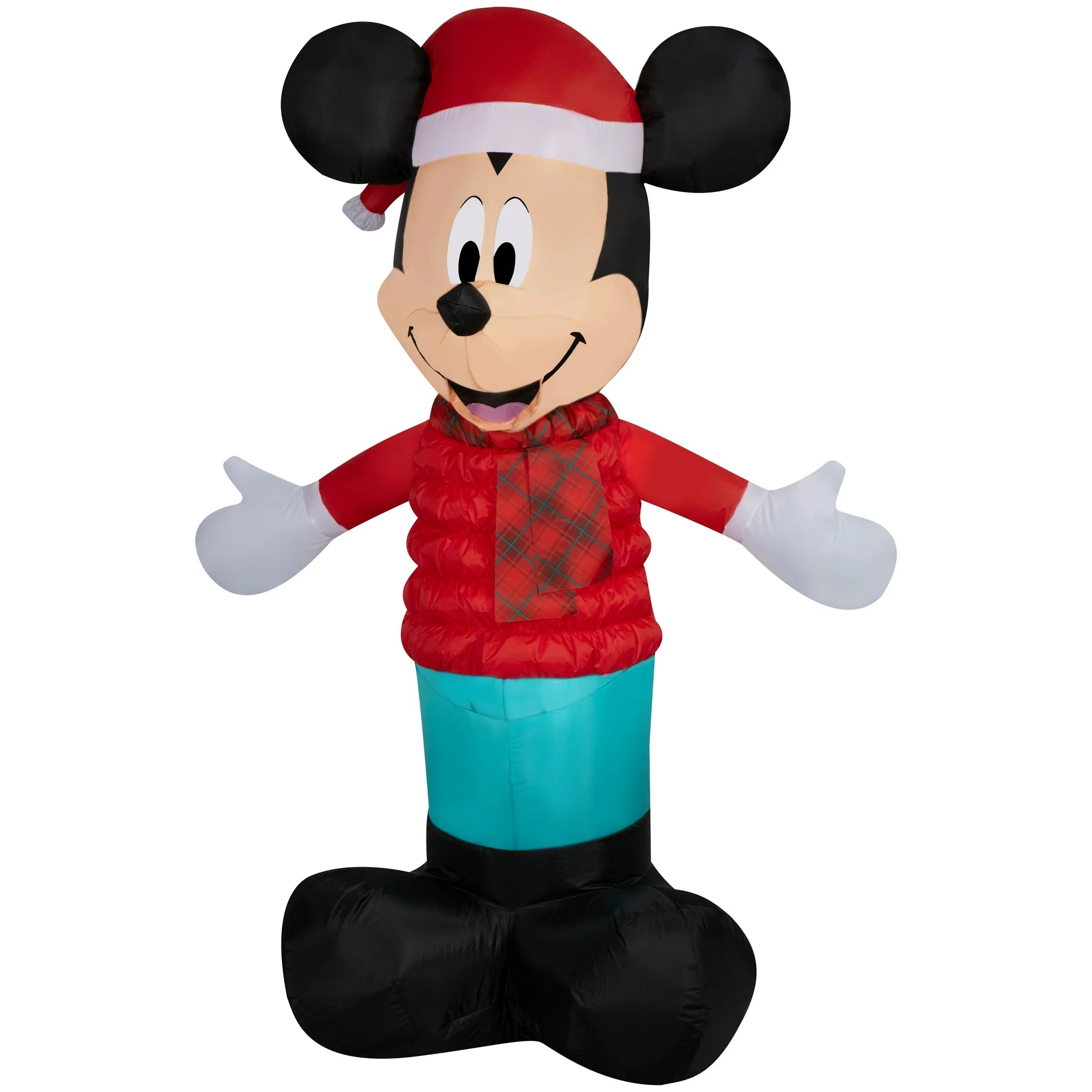 Disney Christmas Airblown Inflatables Yard Decoration Mickey with Red Puffer Disney, 5 ft