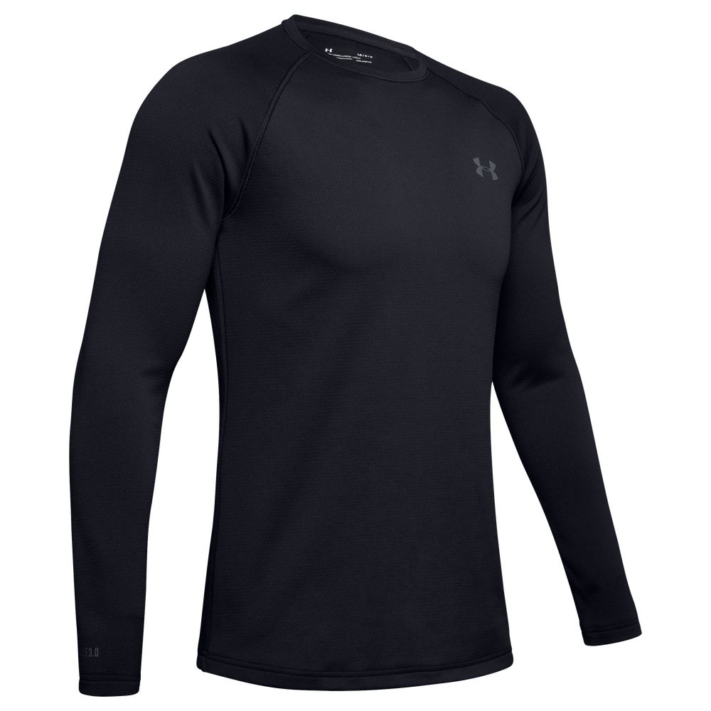 Under Armour 1343243-001 Men's ColdGear Base 3.0 Series Packaged Long-Sleeve Crew Shirt - Black/Pitch Gray - 3XL