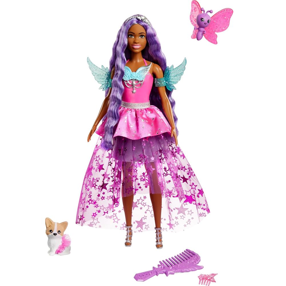 Mattel JCW49 Barbie Doll with 2 Fantasy Pets & Dress, Brooklyn