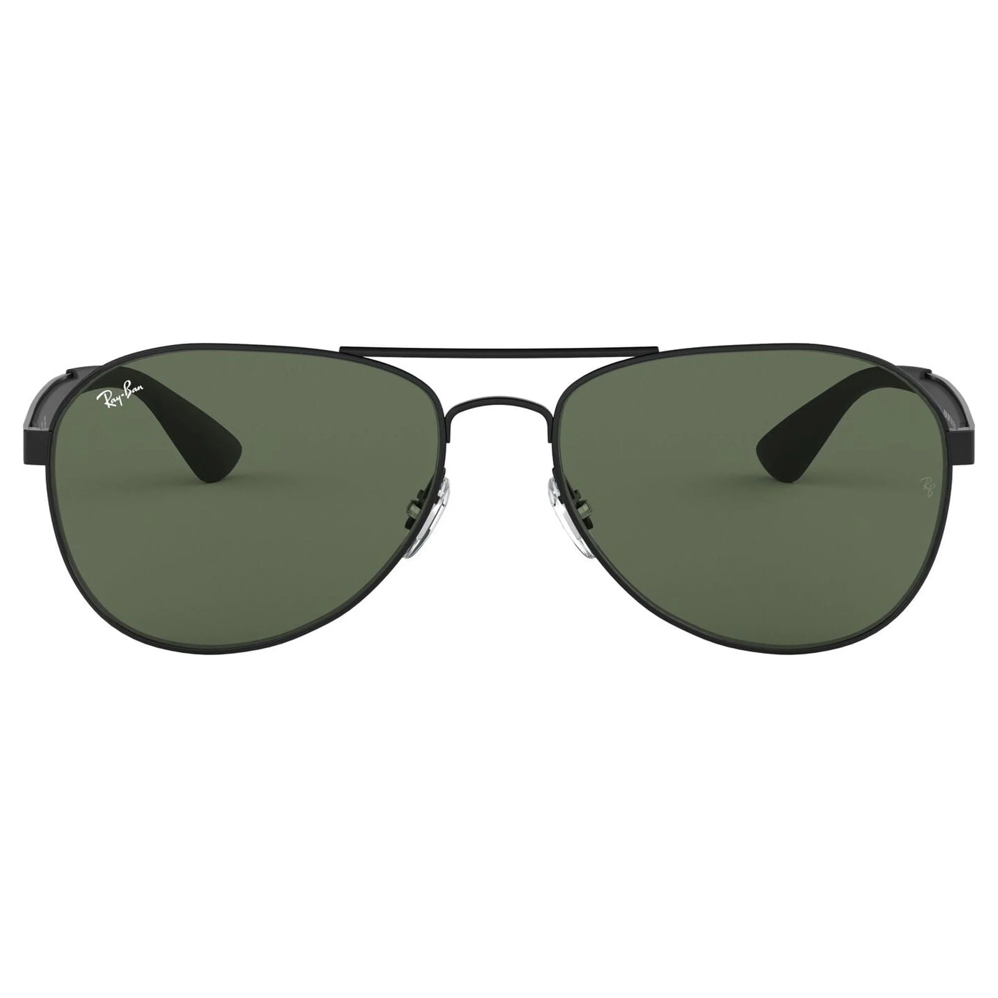 Ray-Ban RB3549 Aviator Sunglasses, Matte Black/Dark Green, 58 mm