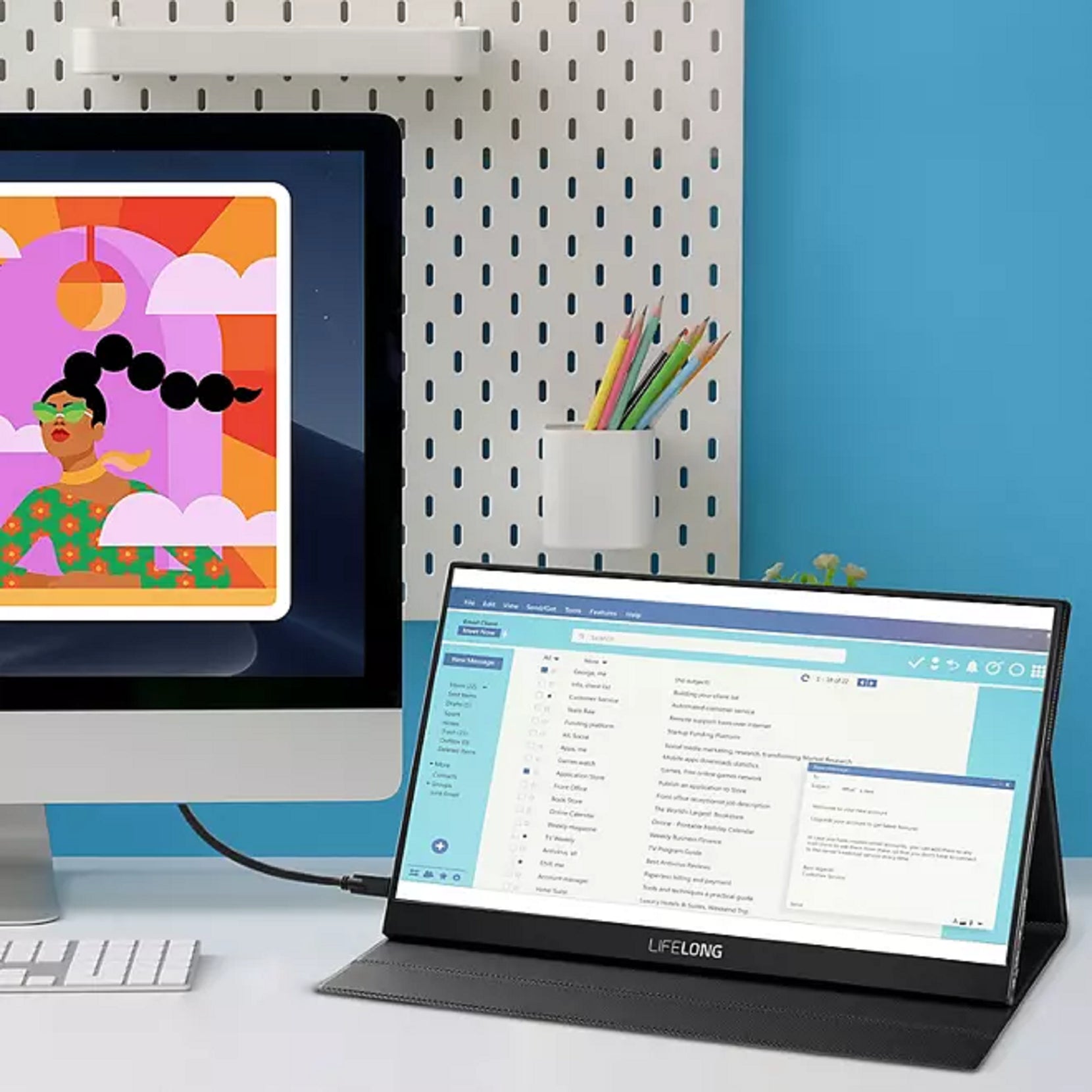 Lifelong 15.6 FHD 1080p Portable Monitor with USB-C