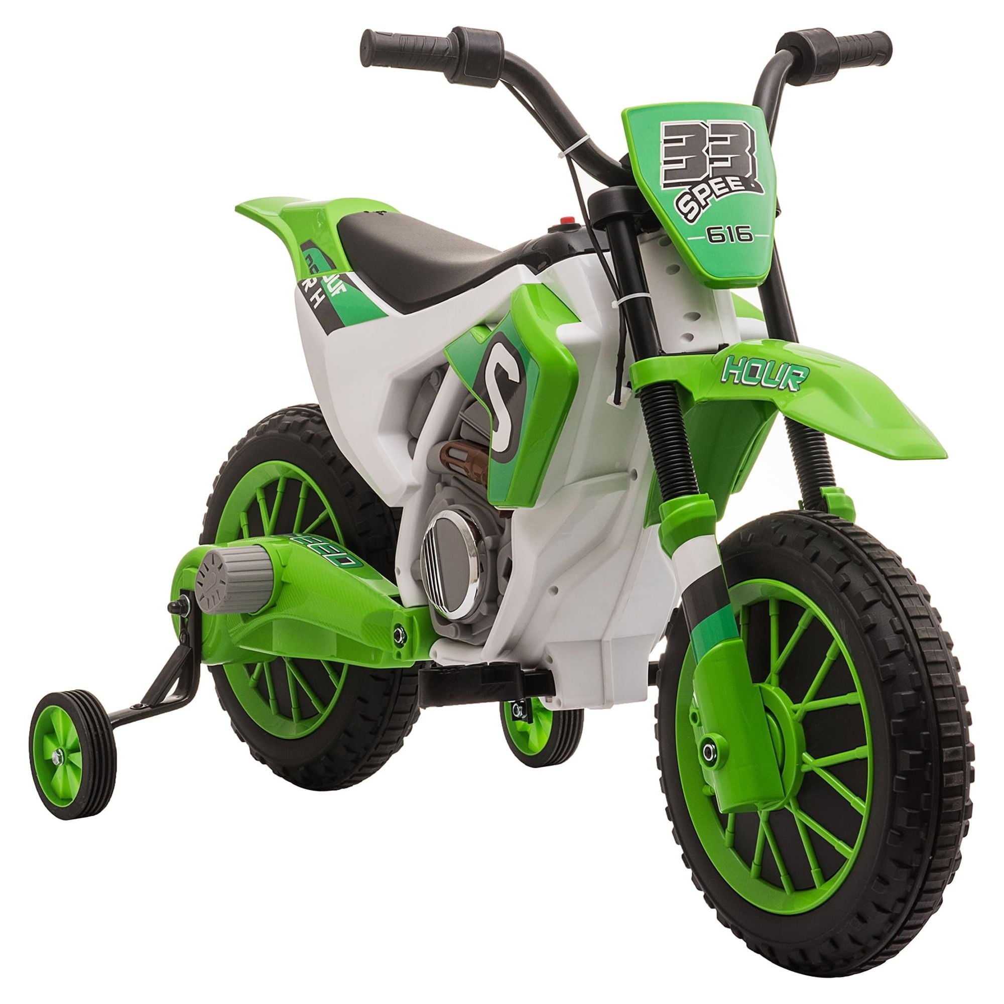 Aosom 370-165V80GN 12V Kids Motorcycle Dirt Bike Electric Ride-On Toy Off Road, Green