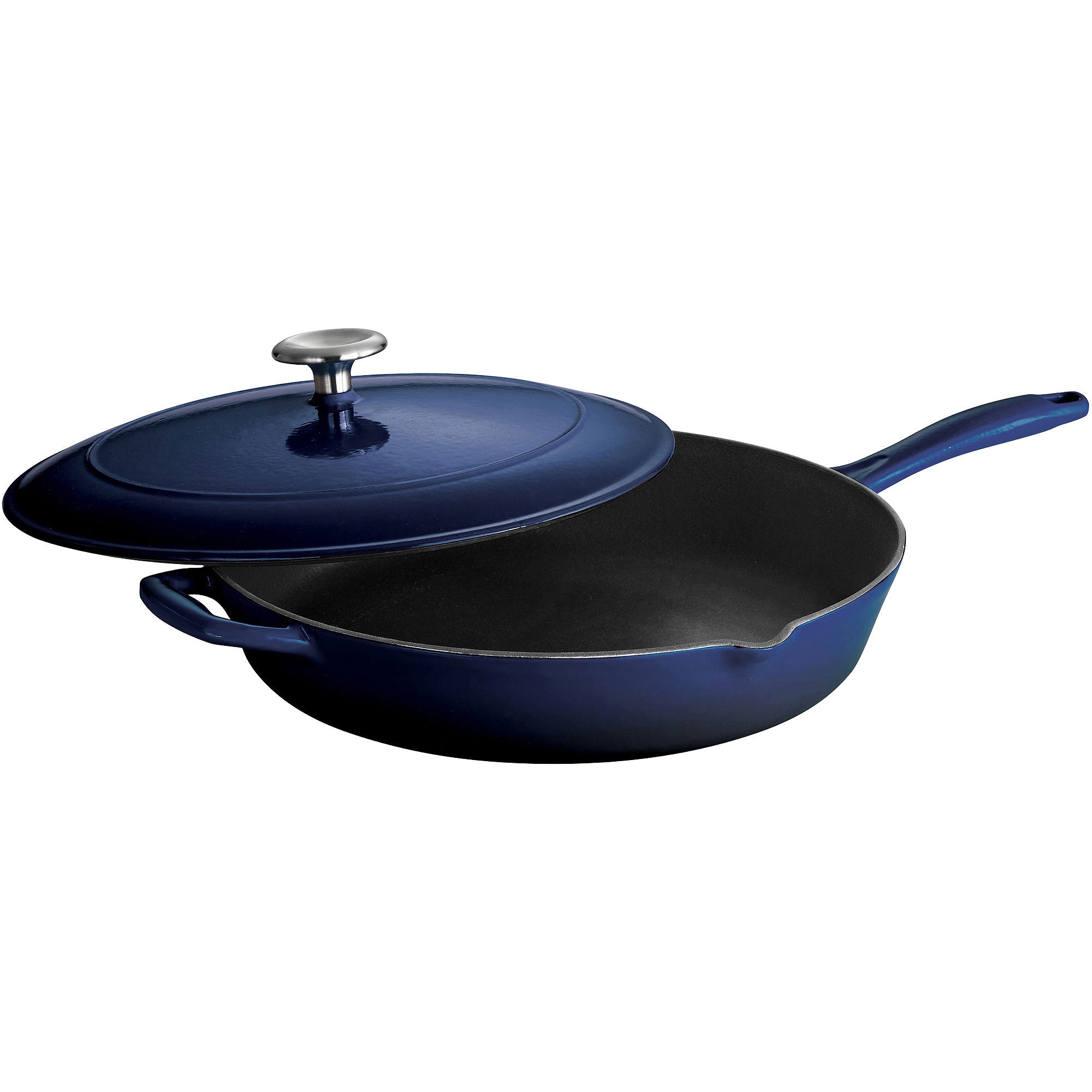 Tramontina 80131/068DS Gourmet Enameled Cast Iron Covered Skillet - Gradated Cobalt, 12