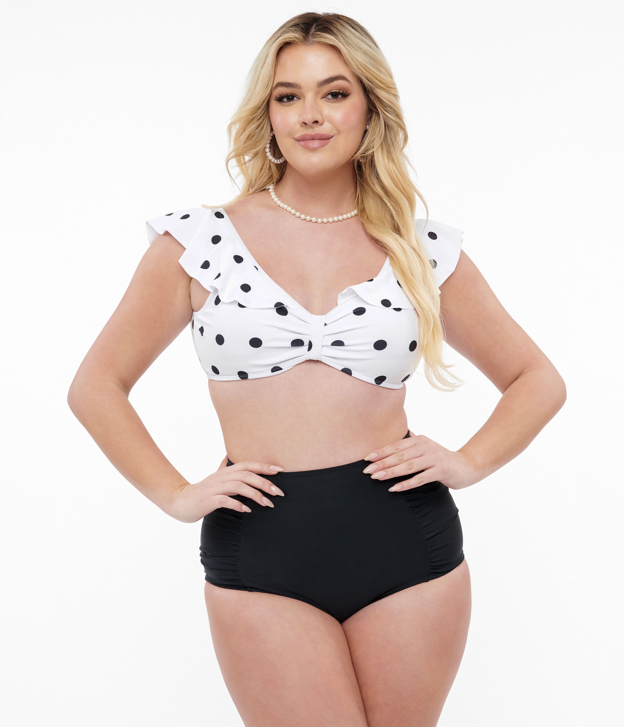 White & Black Polka Dot Swim Set