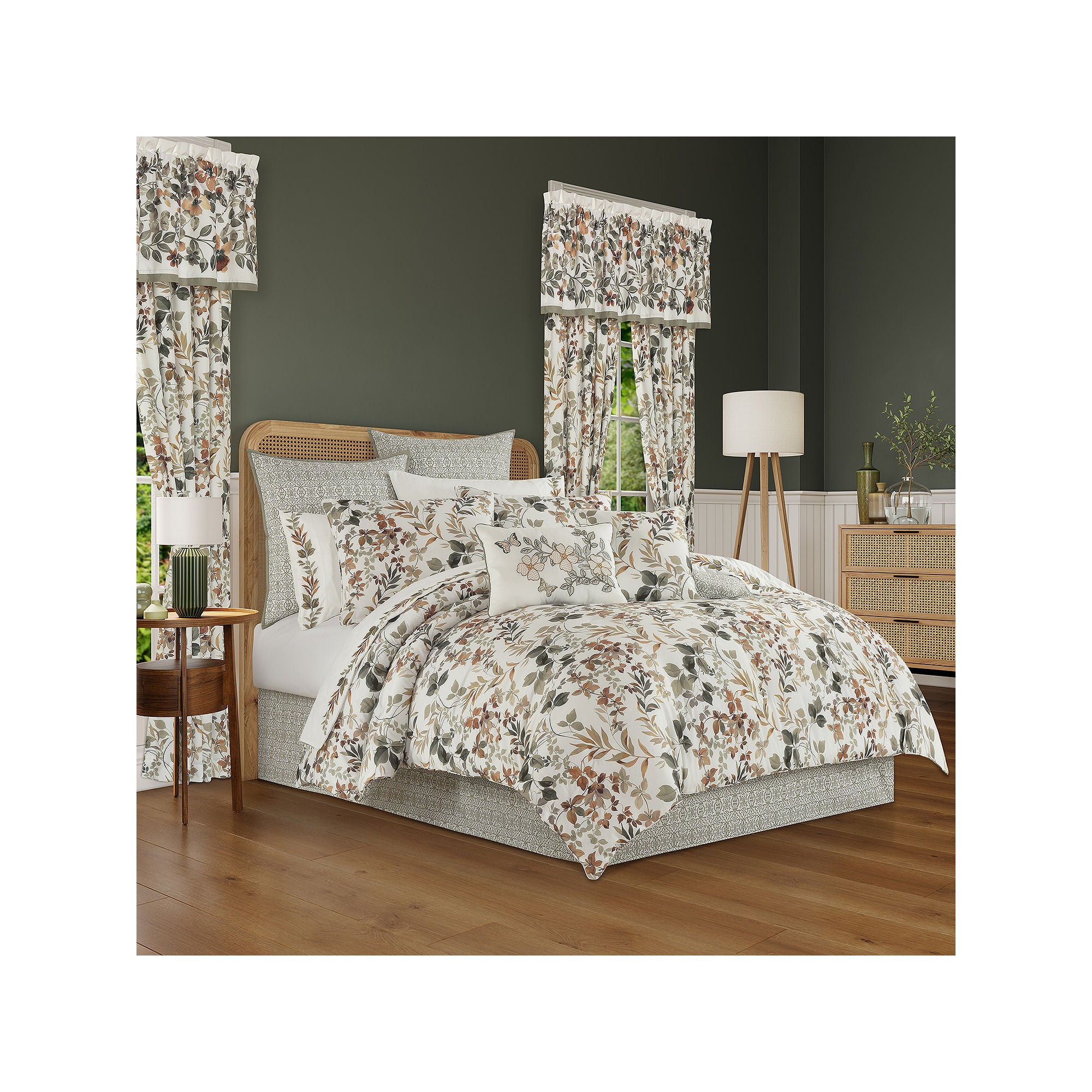 Royal Court Evergreen 4-Pc. Floral Midweight Comforter Set - SAGE ONE SIZE