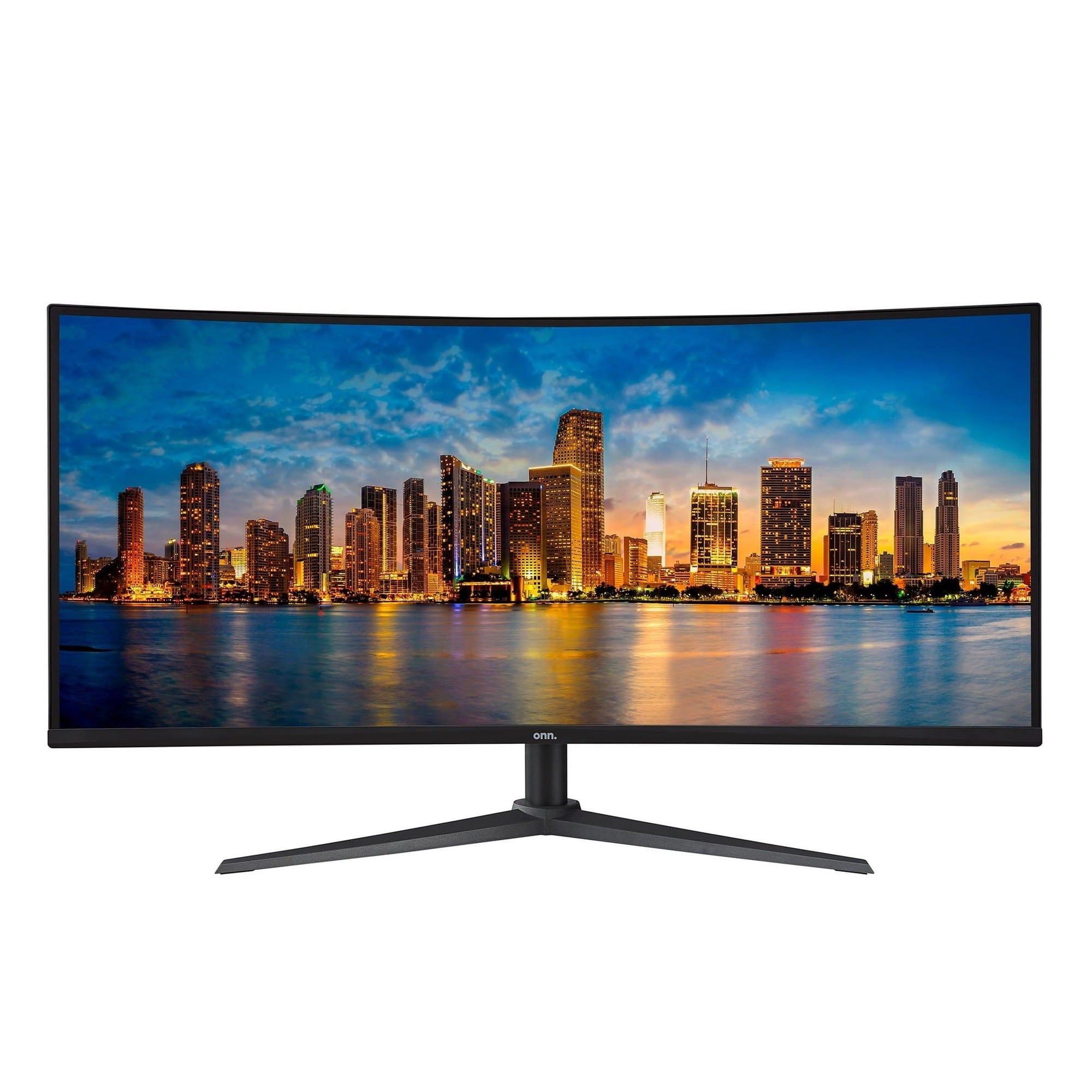 onn. 34 Curved Ultrawide WQHD (3440 x 1440p) 100Hz Bezel-Less Office Monitor w/Cable, Black