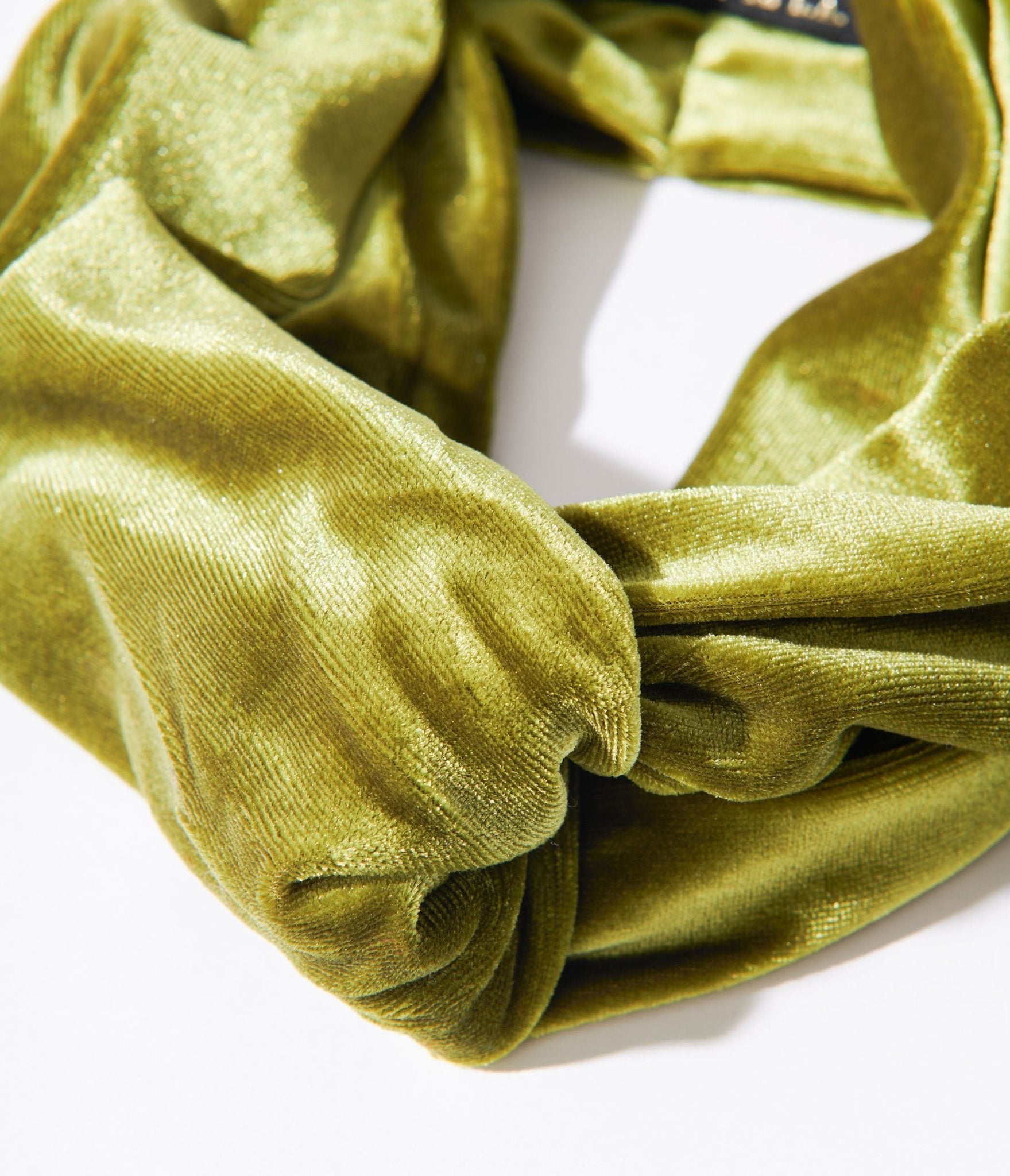 Olive Green Plush Velvet Twist Front Headband