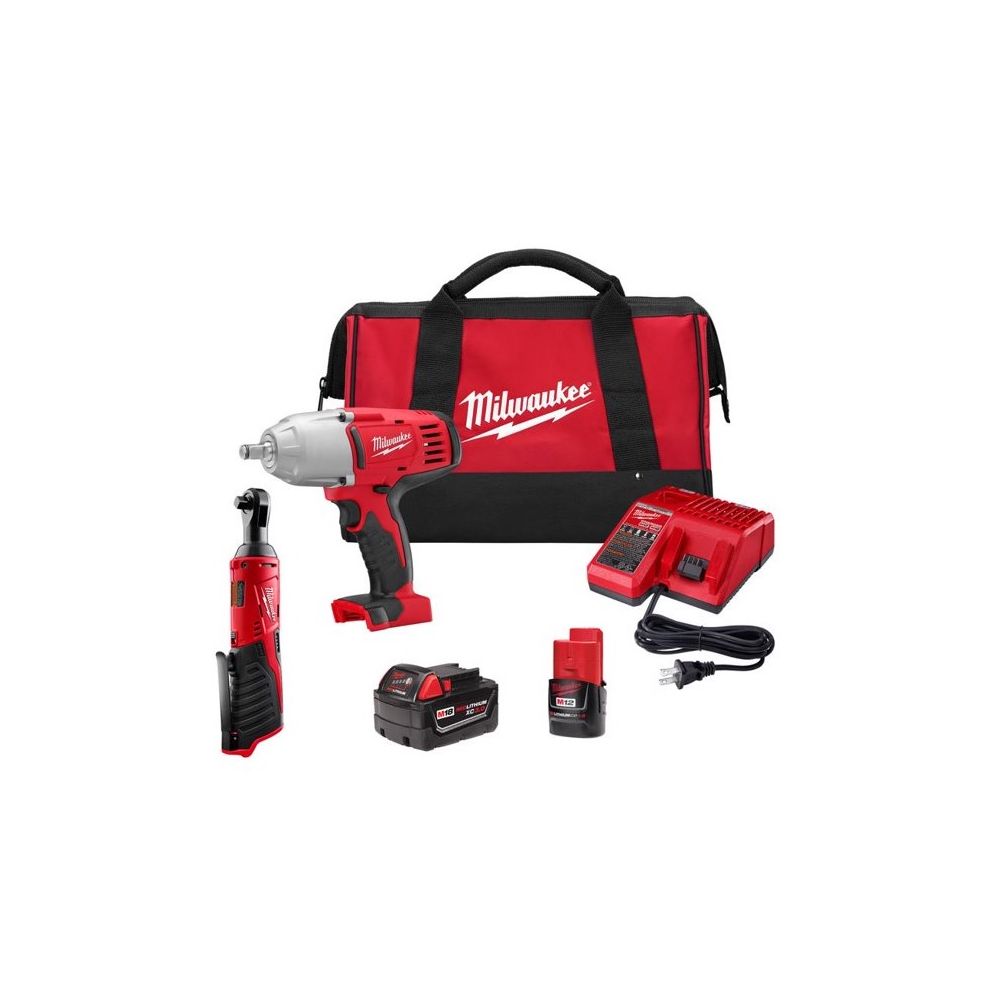 Milwaukee 2663-22RH M18 18 V Cordless Brushed 2 Tool Impact Wrench with Friction Ring Kit