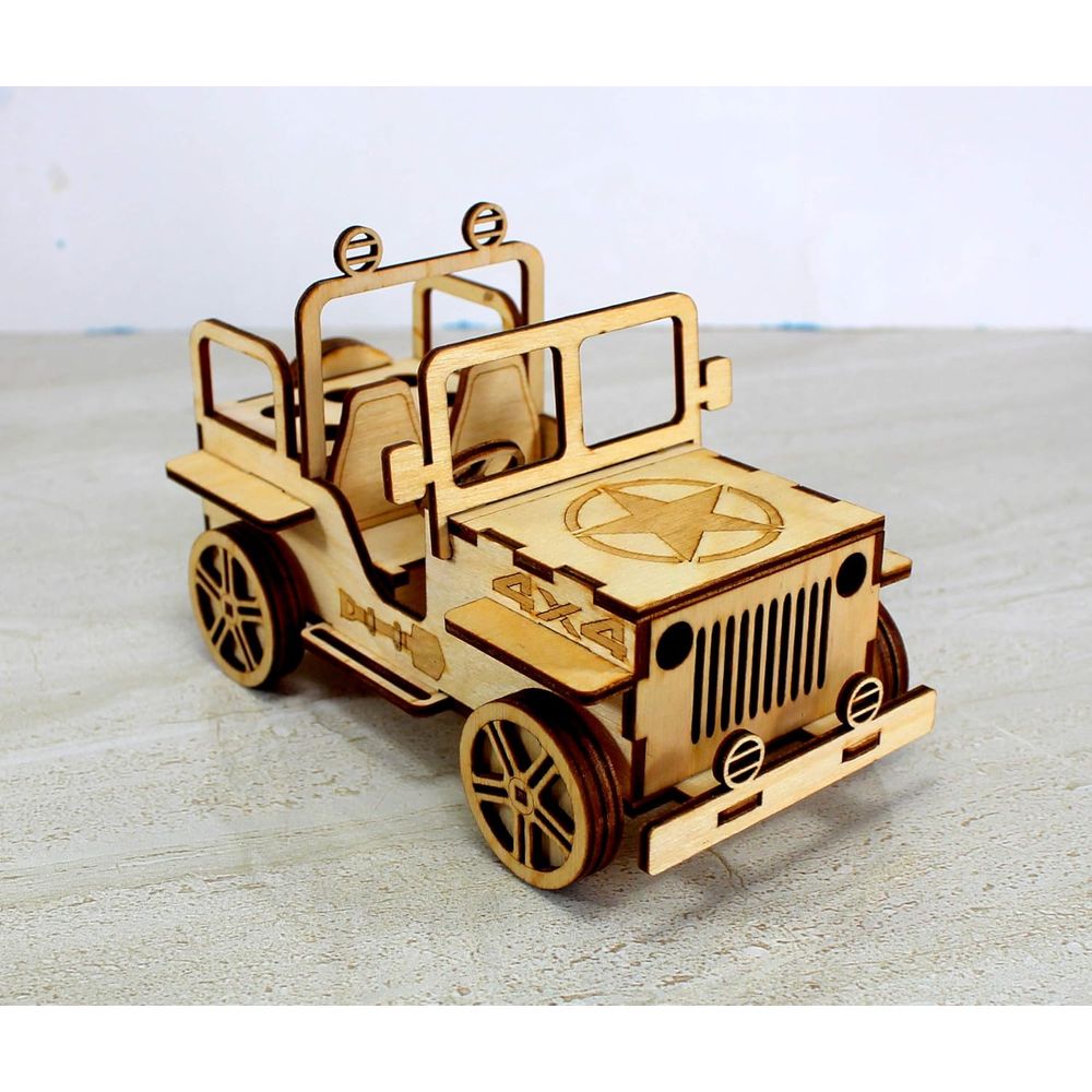 StonKraft SG_B0757TT4R7_US Wooden 3D Puzzle Military Jeep - Desk Organizer, Pen Stand, Card Holder