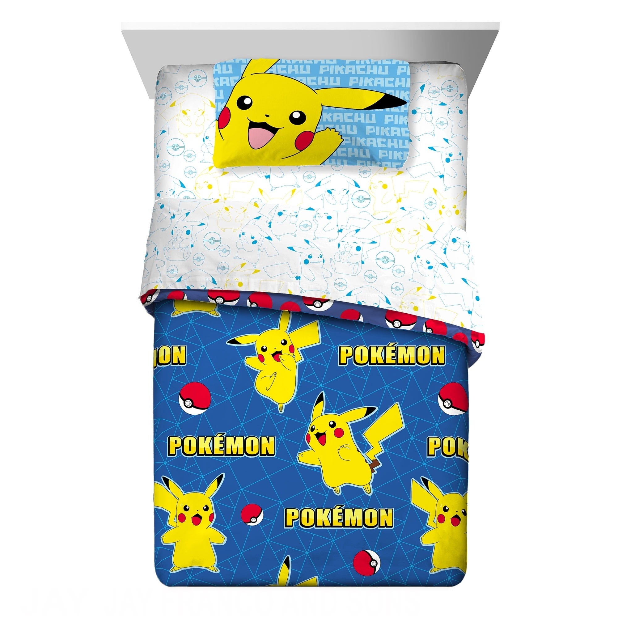 Pokemon 6A5246 Kids Twin Bed in a Bag, Gaming Bedding, Comforter Sheet Set and Bonus Tote, Blue