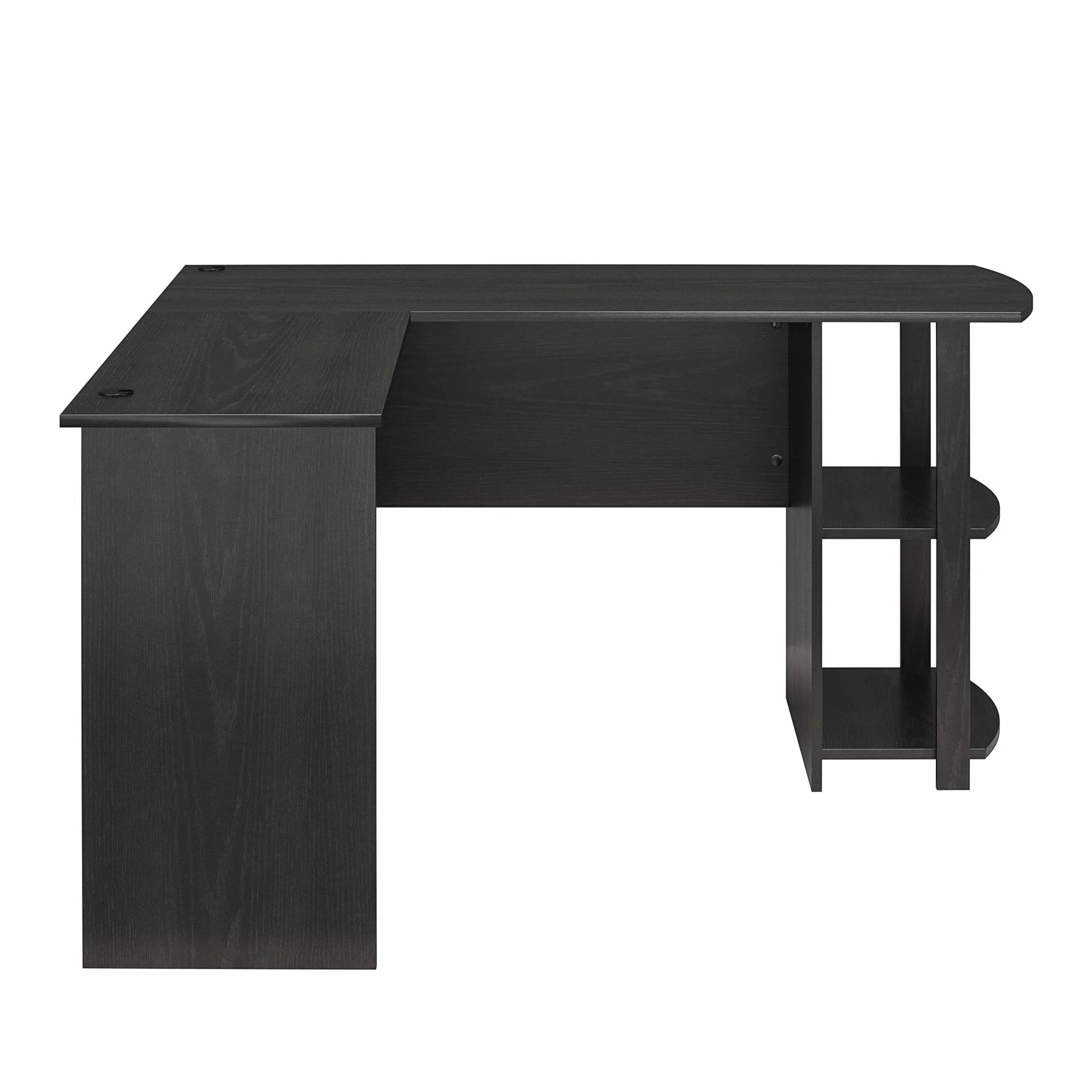 Ameriwood Home 5449026WCOM L Shaped Desk with Side Storage, Black Oak