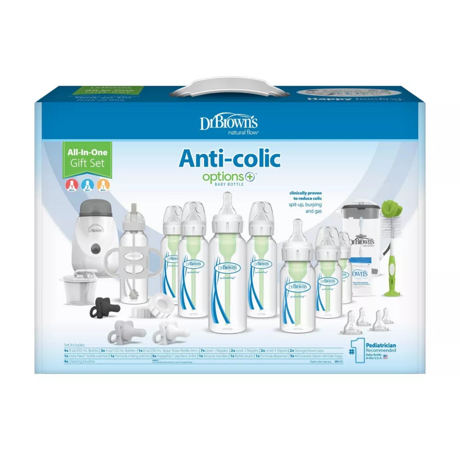 Dr. Brown's SB06004 Anti-Colic Options+ All-In-One Baby Bottle and Bottle Warmer, 38ct