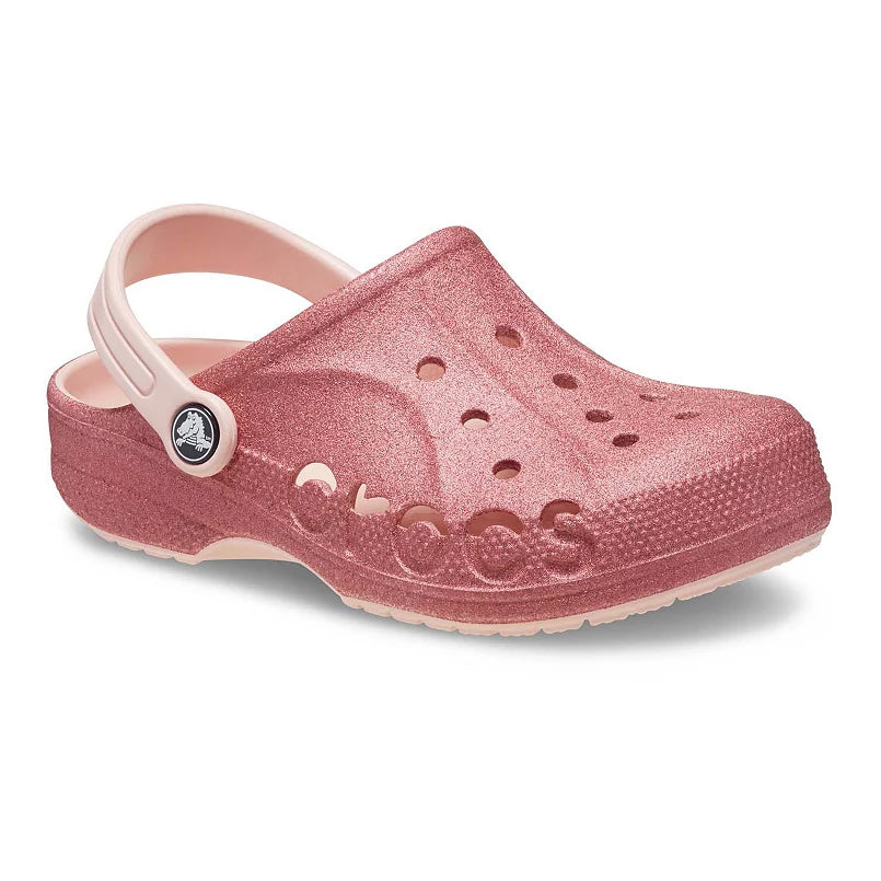 Crocs 207015-6SR-C13 Girls Baya Glitter Clogs, 13 Pink Rose